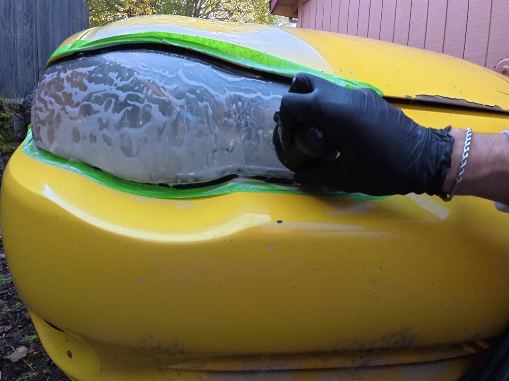 Wet sanding a headlight lens